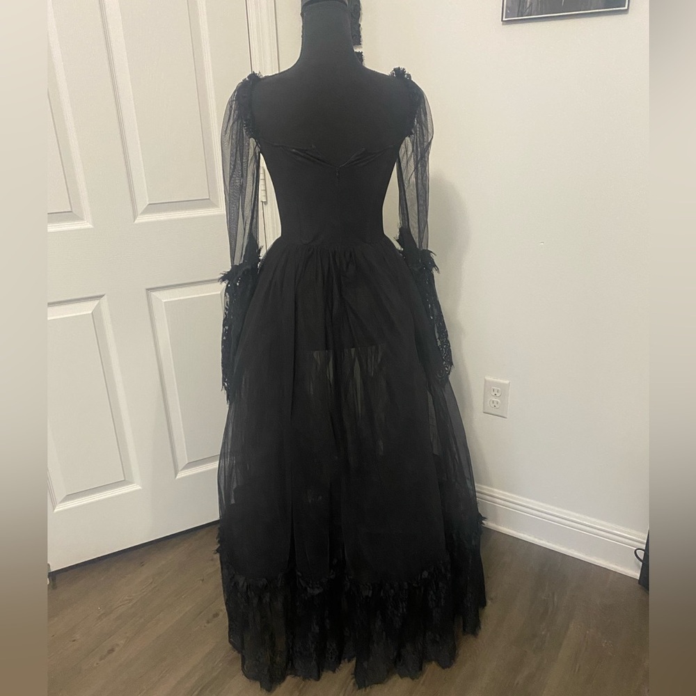 NWT Dolls Kill / Widow Black Tulle Maxi Dress - Picture 2 of 3